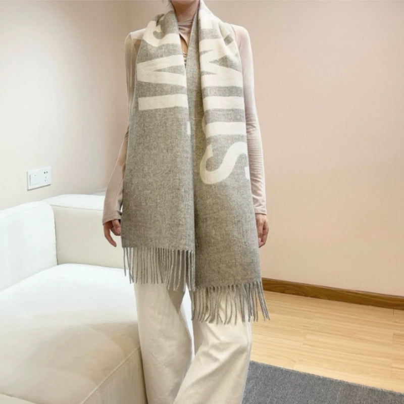 HighQuality Wool Scarf For Women Luxury Brand Winter Shawl Thick Warm Neck Scarf With Monogram Desi 3