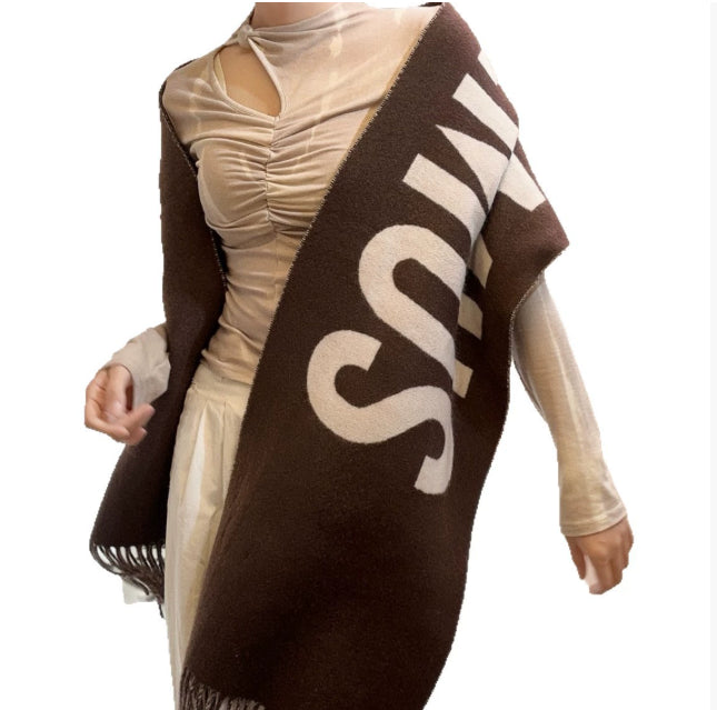 HighQuality Wool Scarf For Women Luxury Brand Winter Shawl Thick Warm Neck Scarf With Monogram Desi 4