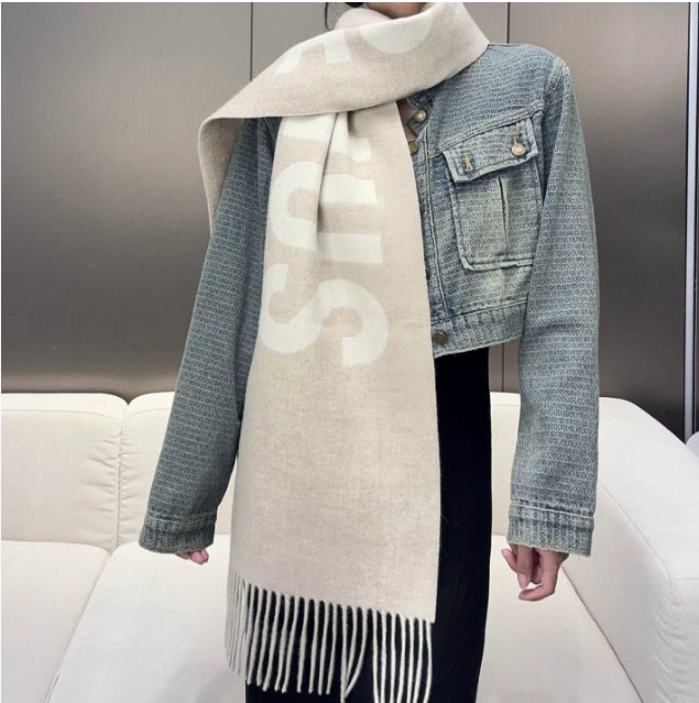 HighQuality Wool Scarf For Women Luxury Brand Winter Shawl Thick Warm Neck Scarf With Monogram Desi 6