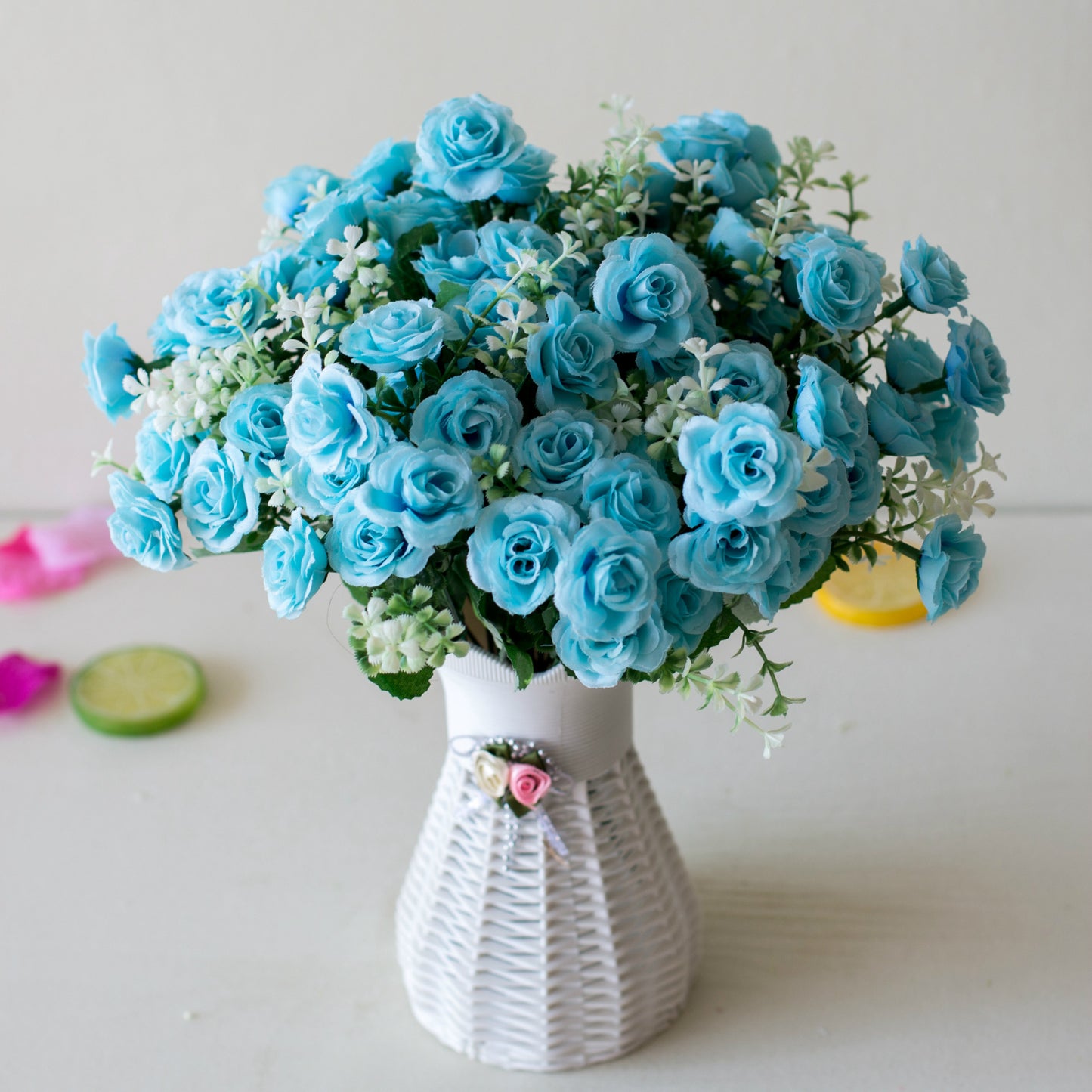 Artificial Mini Roses Flower Bouquet for Home, Office, Wedding Party Decor, Fake Flowers, Ornament, Desktop Decoration