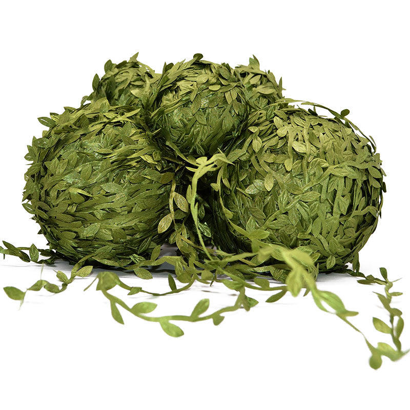 10 Meter, Silk Leaf-Shaped, Artificial Green Leaves, for DIY Wreath, Scrapbooking, Craft Decoration