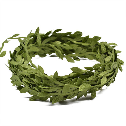 10 Meter, Silk Leaf-Shaped, Artificial Green Leaves, for DIY Wreath, Scrapbooking, Craft Decoration