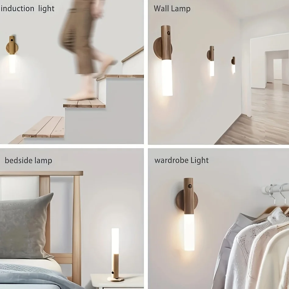 Rechargeable Motion Sensor LED Night Light, Magnetic Wall Sconces, Wall Lamp for Bedroom, Stair, Table, Cabinet