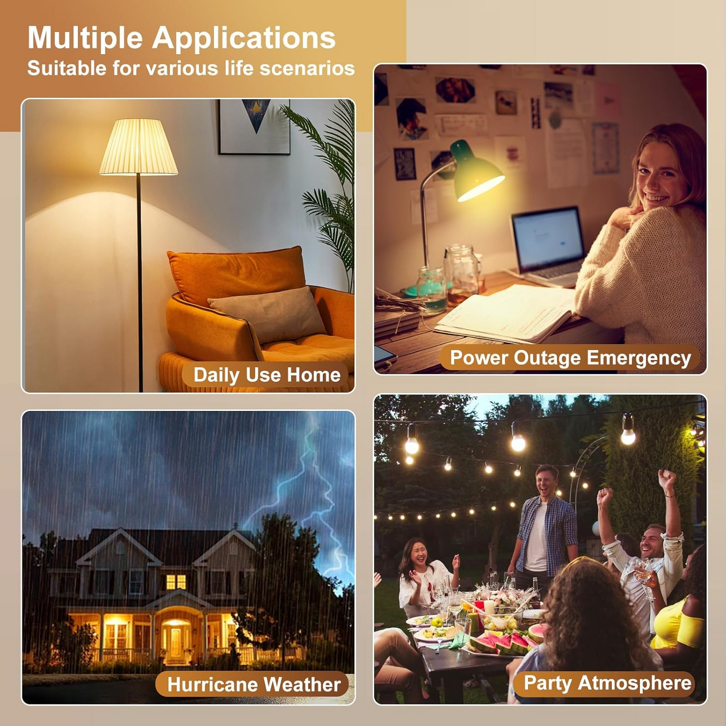 5W Rechargeable LED Lights, Battery Powered Bulbs, USB Fast Charging Timer, Detachable Base Magnetic