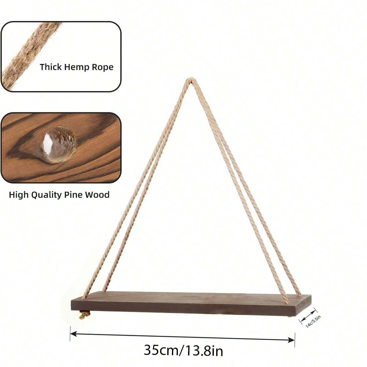 Wooden Storage Rack, Wall Decoration, Hanging Rope Flower Pot Rack