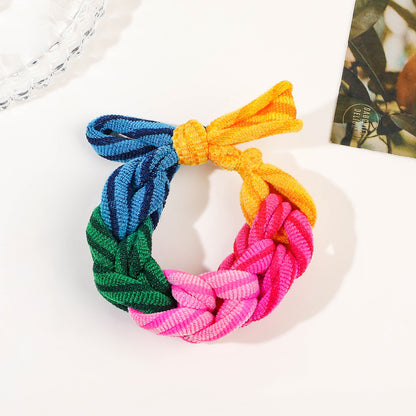 Colorful Hand Woven Bow Hair Ties Band for Women, High Elastic Scrunchies, Stylish Ponytail Hair Accessories