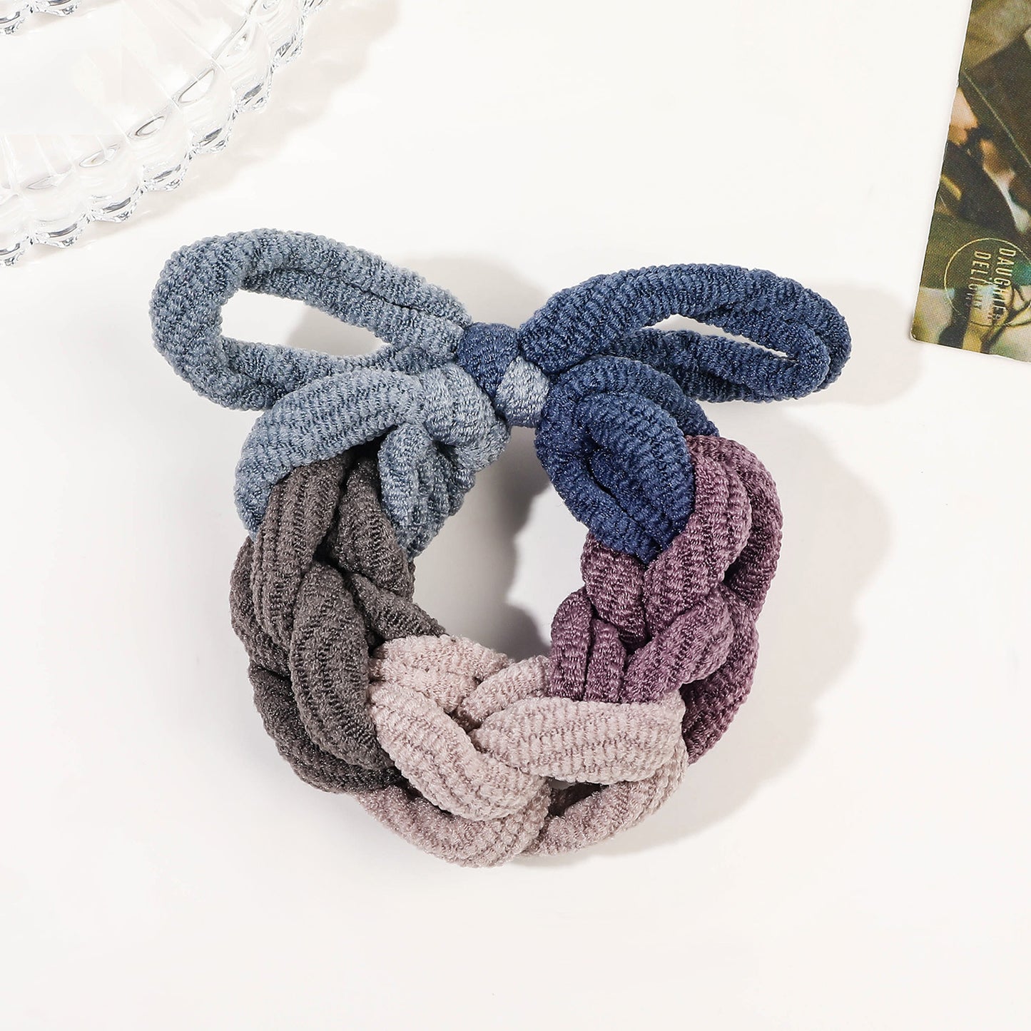 Colorful Hand Woven Bow Hair Ties Band for Women, High Elastic Scrunchies, Stylish Ponytail Hair Accessories