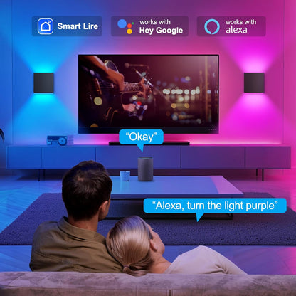Smart LED Wall Lamp RGBCW  WIFI APP Alexa Control Cube Adjustable Angle Waterproof Aluminum 2