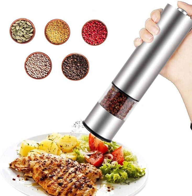 Electric Salt And Pepper Grinder Set One Handed Stainless Steel 6