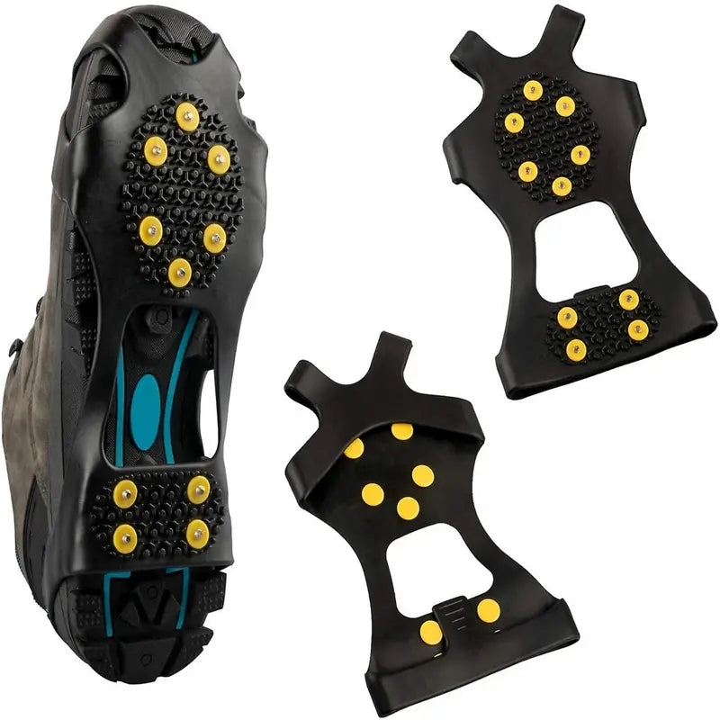Snow Grips with Steel Studs, Anti-Slip Rubber Traction Cleats for Ice, Hiking, Walking, Climbing