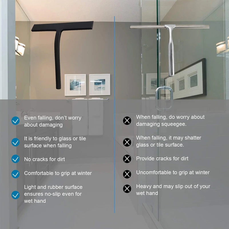 Streak Free Cleaning With Matte Black Silicone Squeegee For Glass Bathroom Shower Doors Mirrors Til 1