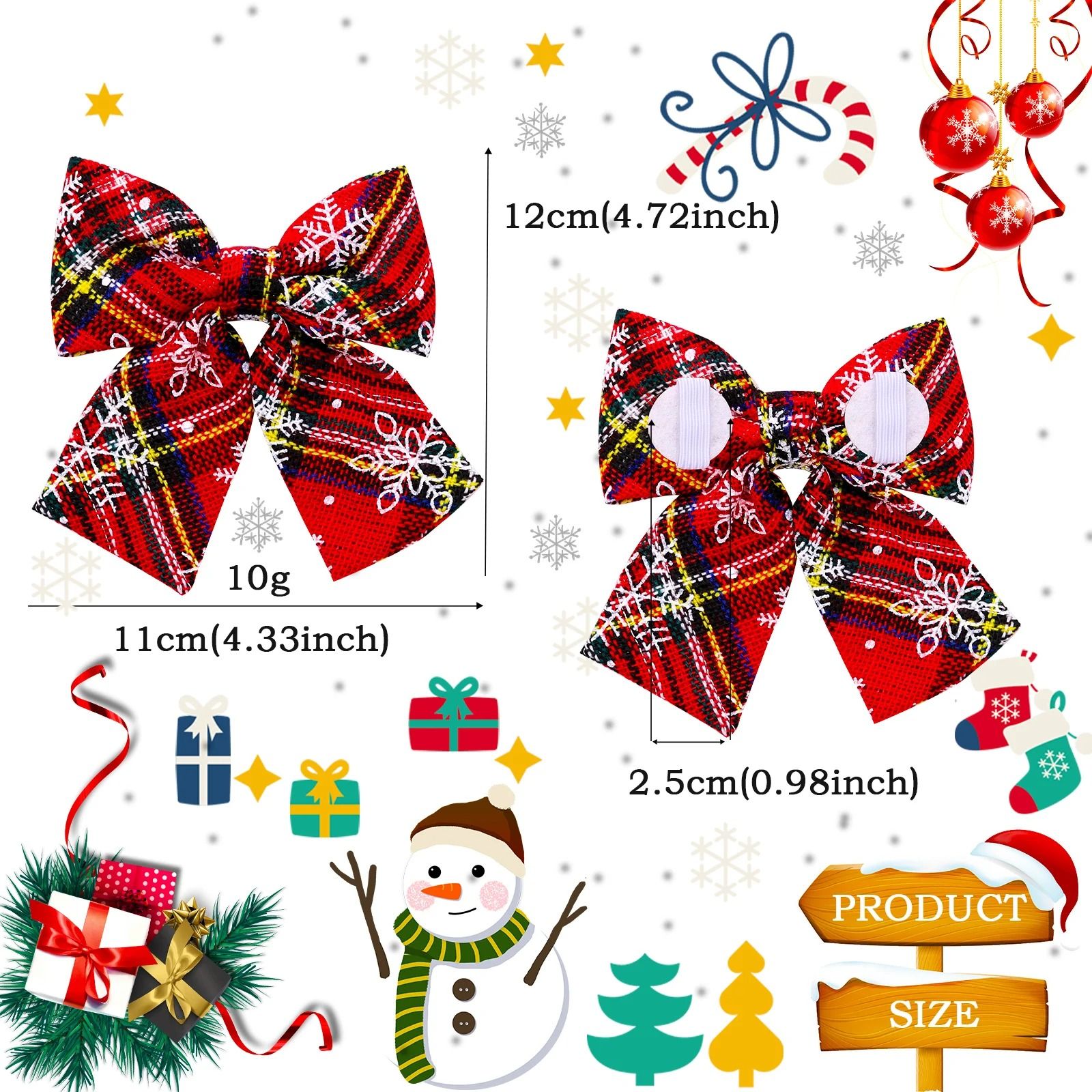 Movable Winter Dog Collars With Elastic Bands And Christmas Bow Ties  2 PCS Set 2
