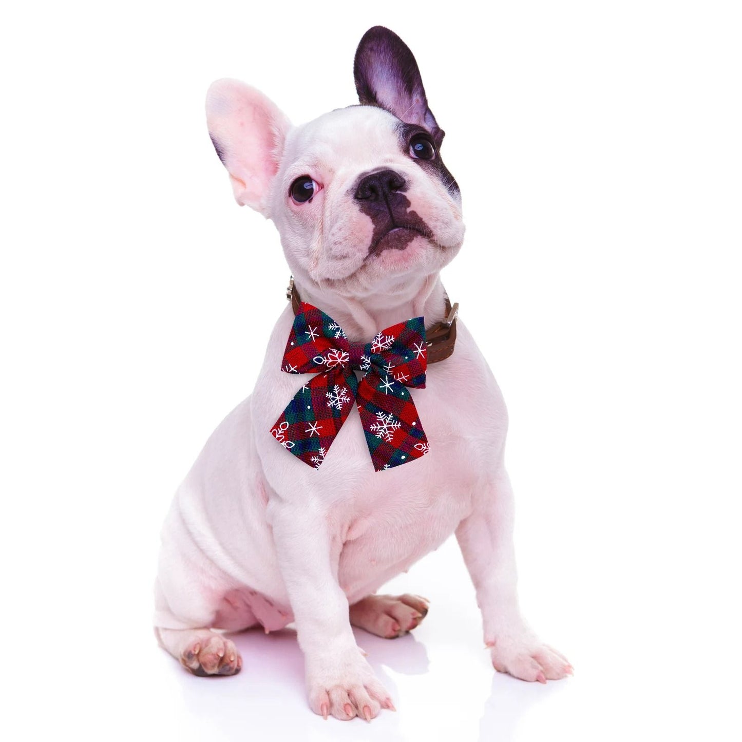 Movable Winter Dog Collars With Elastic Bands And Christmas Bow Ties  2 PCS Set 4