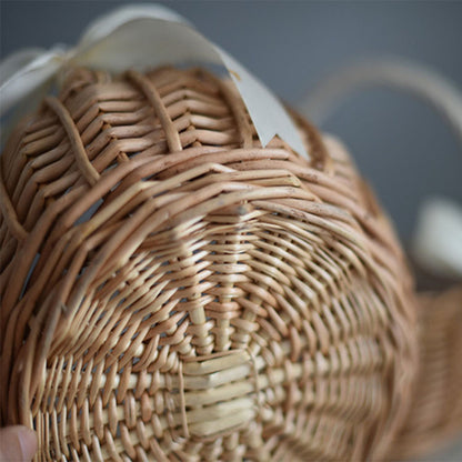 Handmade Woven Flower Basket for Home, Rattan Storage Basket for Wedding Decor, Flower Girl Hand Basket