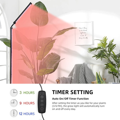 Indoor Plant Growth Lamp, Full Spectrum Seed Lamp with Timer and Three Color Dimmable Floor Lamp