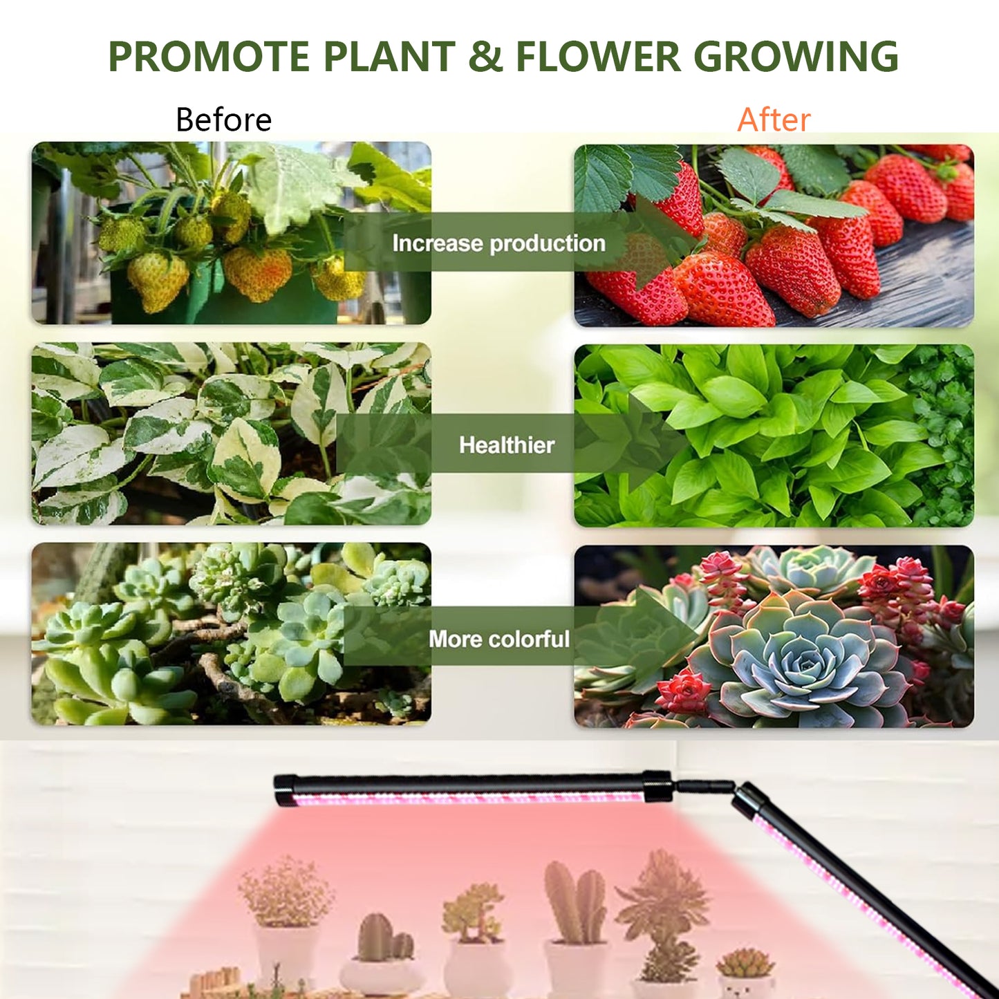 Indoor Plant Growth Lamp, Full Spectrum Seed Lamp with Timer and Three Color Dimmable Floor Lamp