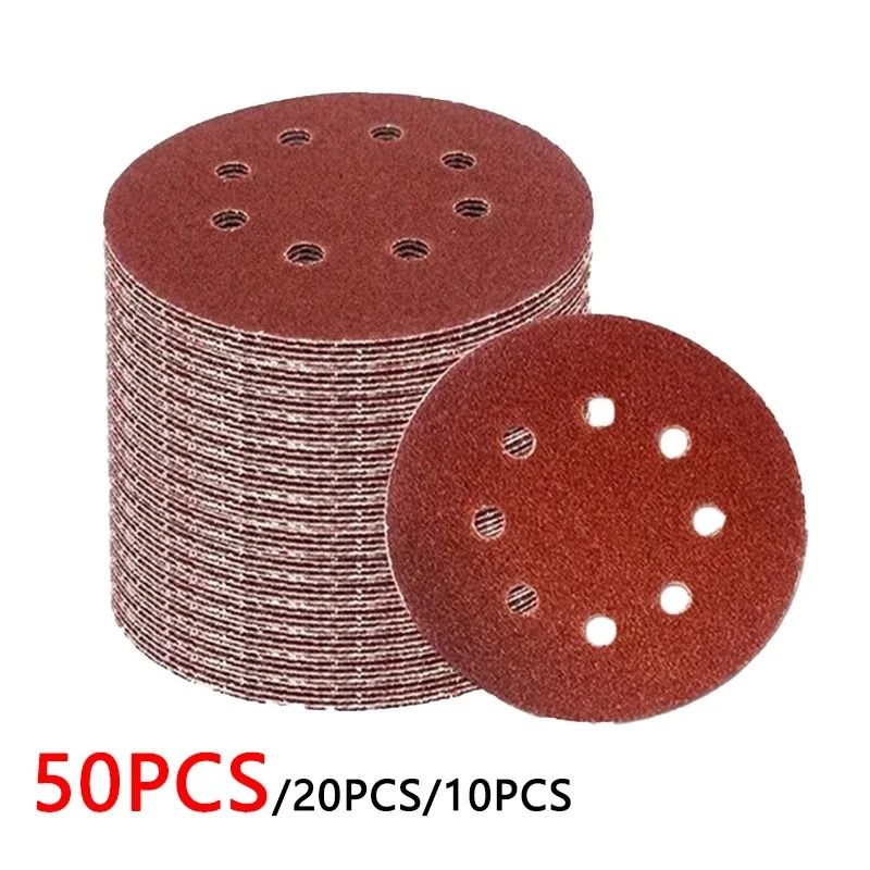 8 Hole Sanding Disc Set for Wood and Metal (125mm, Multiple Grits)