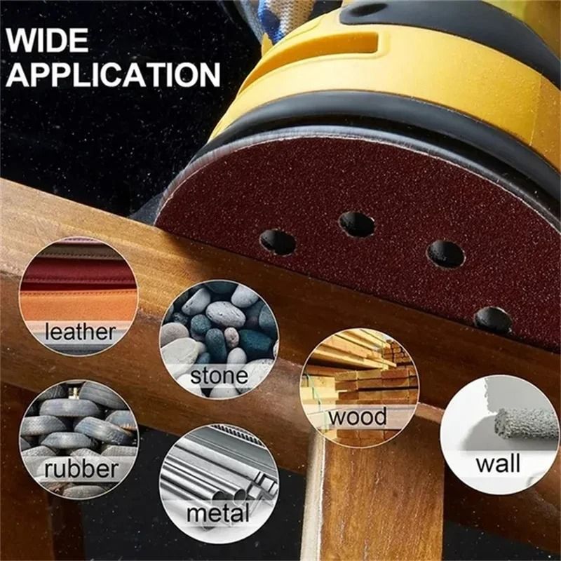 8 Hole Sanding Disc Set For Wood And Metal 125mm Multiple Grits 3