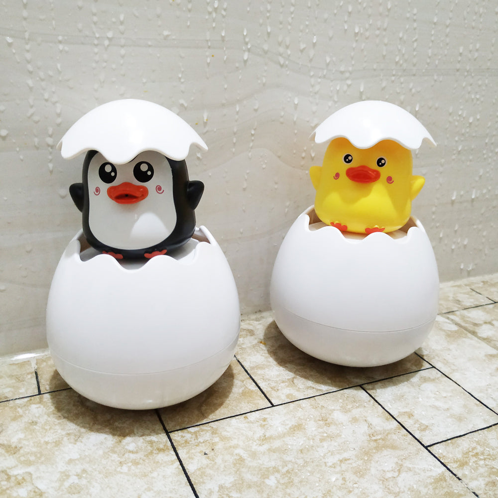 Kids Cute Duck Penguin Egg Bath Toy, Water Spray Sprinkler for Bathroom Shower Swimming, Baby Bathing Toy Gift For Kids