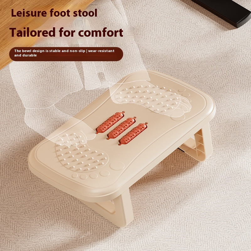 Ergonomic Foot Stool with Massage Rollers, Desk Leg Rest for Pain Relief and Comfort