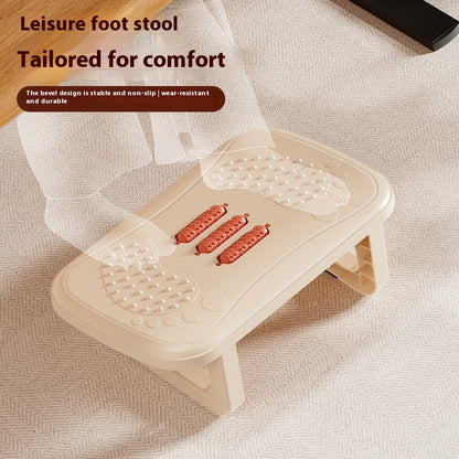 Ergonomic Foot Stool with Massage Rollers, Desk Leg Rest for Pain Relief and Comfort