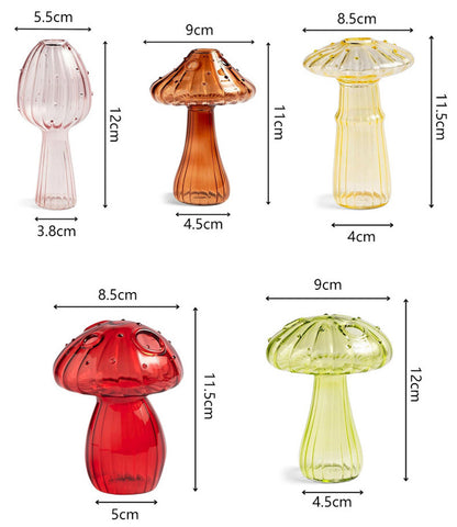 Hydroponic Flower Plant Decoration, Mini Mushroom Glass Vase, Creative Table Vase