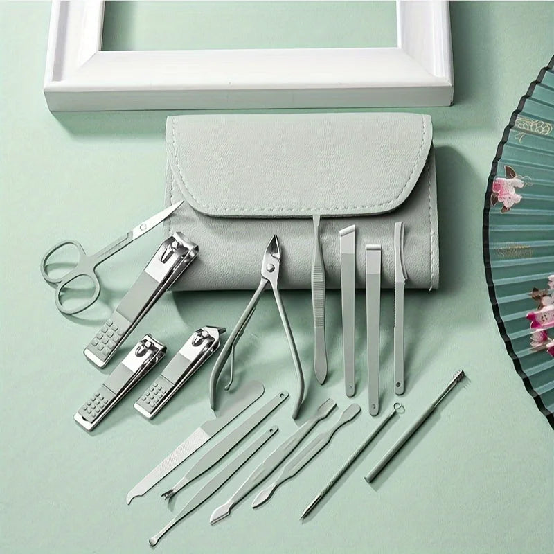 Manicure Set Pedicure Sets Professional Nail Clippers And Cuticle Nippers Travel Case 1