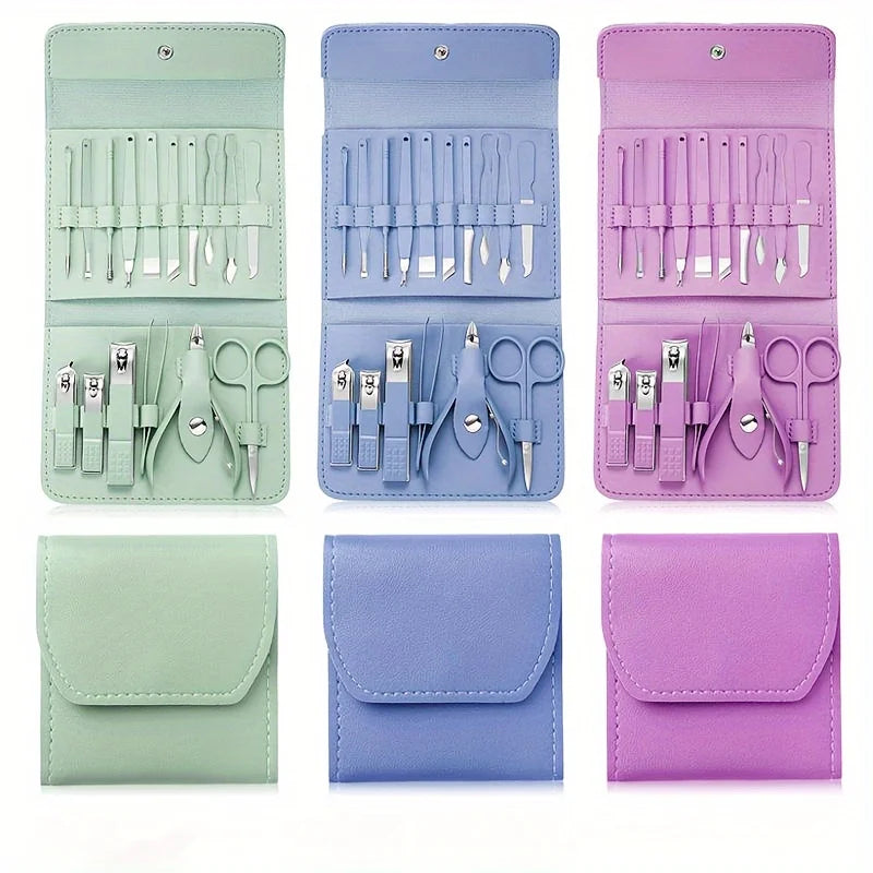Manicure Set Pedicure Sets Professional Nail Clippers And Cuticle Nippers Travel Case 3