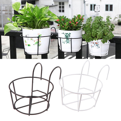 Garden Hanging Iron Racks for Balcony Railing, Round Flower Pot Rack