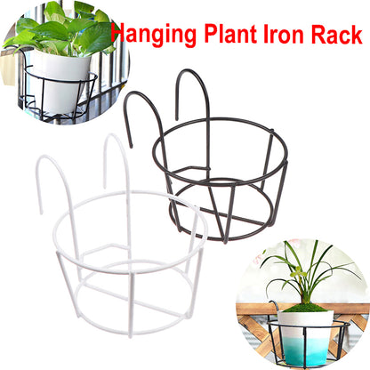 Garden Hanging Iron Racks for Balcony Railing, Round Flower Pot Rack