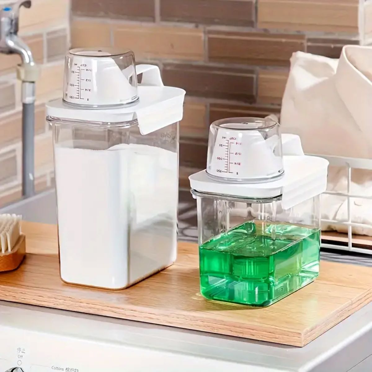 Clear Washing Powder Box, Airtight Laundry Detergent Dispenser, Liquid Container with Lids for Storage