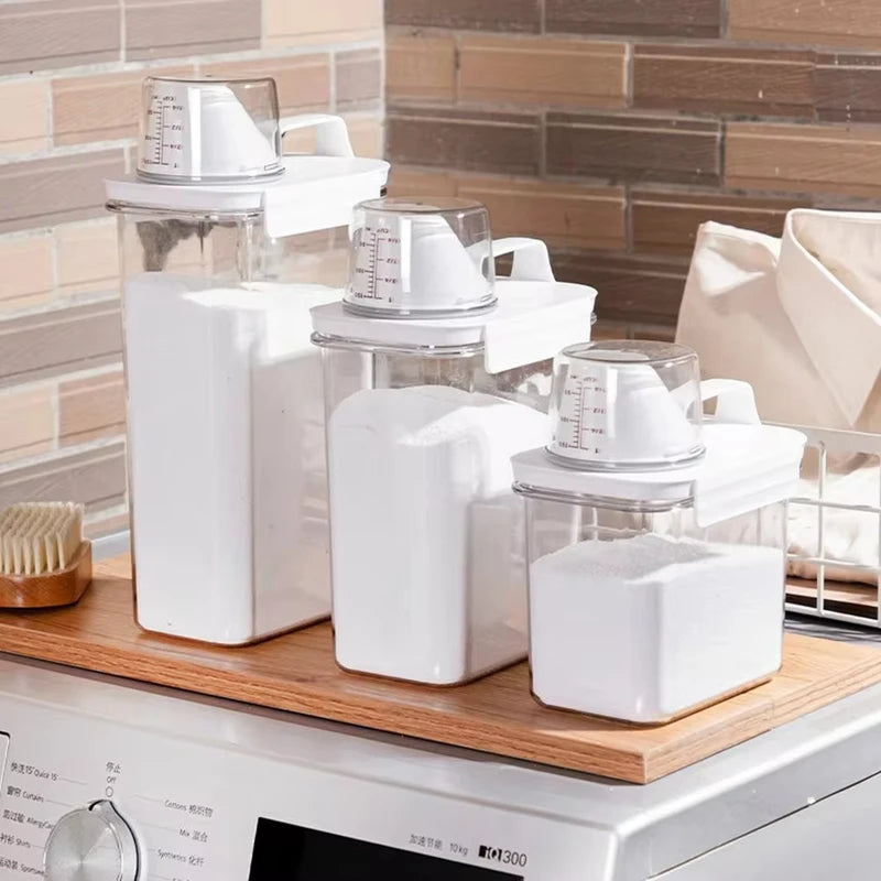 Clear Washing Powder Box, Airtight Laundry Detergent Dispenser, Liquid Container with Lids for Storage