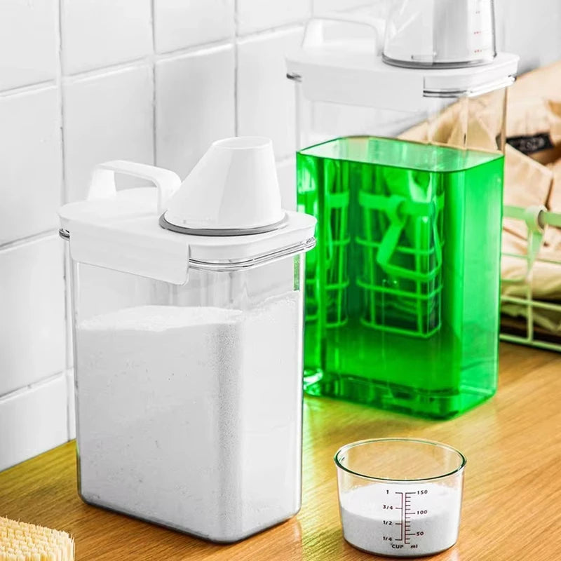 Clear Washing Powder Box, Airtight Laundry Detergent Dispenser, Liquid Container with Lids for Storage
