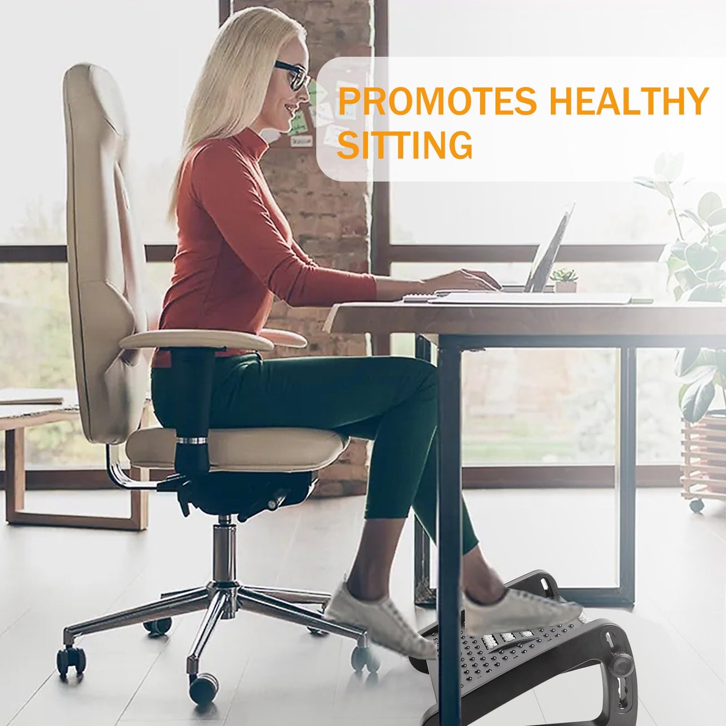 Under Desk Footrest with Massage Rollers for Pain Relief and Comfort