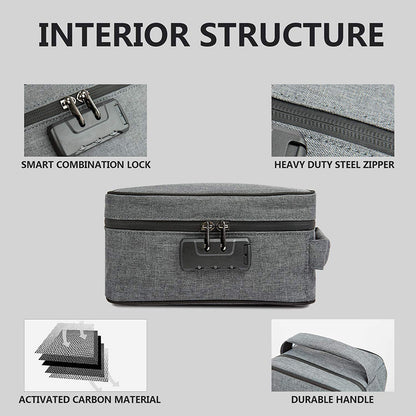 Smell Proof Cigarette Smoking Stash Bag, Combination Lock Container, Tobacco Herbs Storage, Cigar Grinder Travel Box