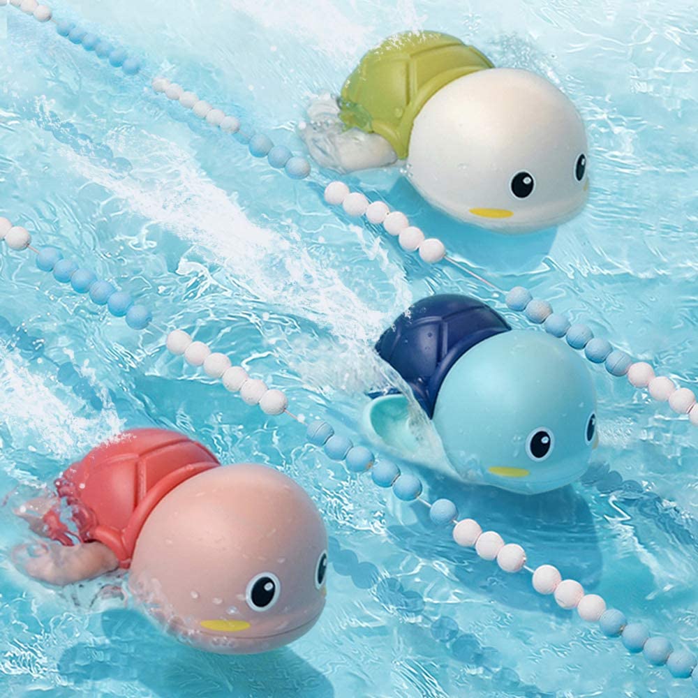 Water Chain Clockwork Bath Toys for Babies, Cute Swimming Turtle Toy Toddler Pool Beach Classic Kids Bathing Water