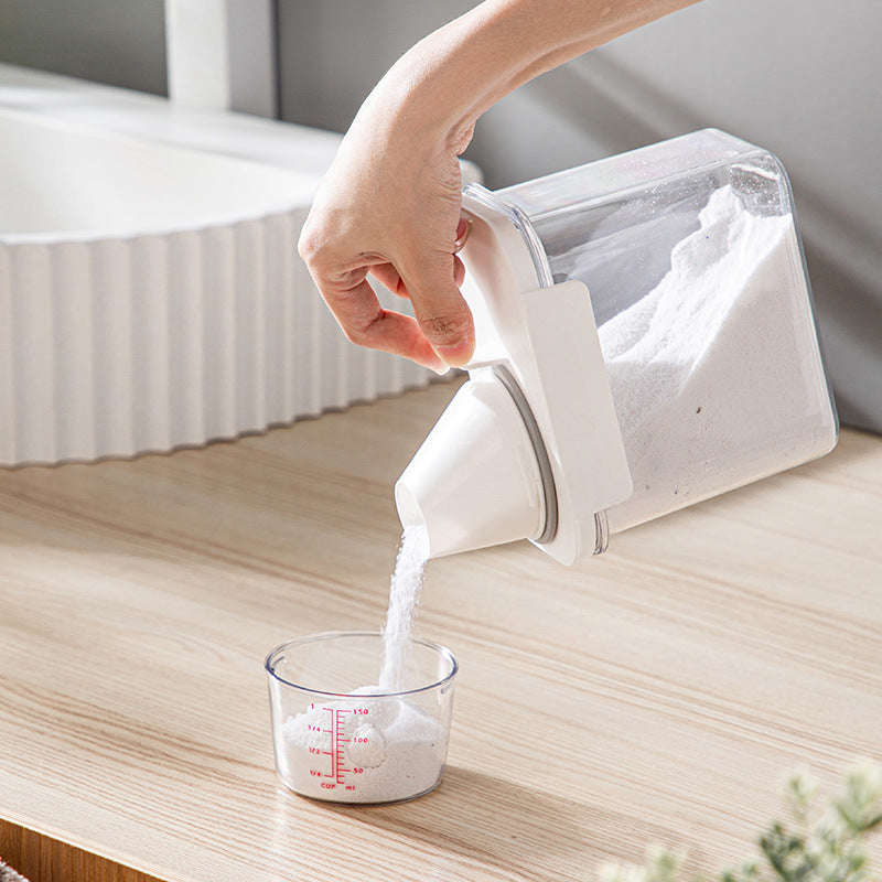 Clear Laundry Detergent Dispenser Box, Refillable Storage Container, Softener Bleach Liquid with Scale for Easy