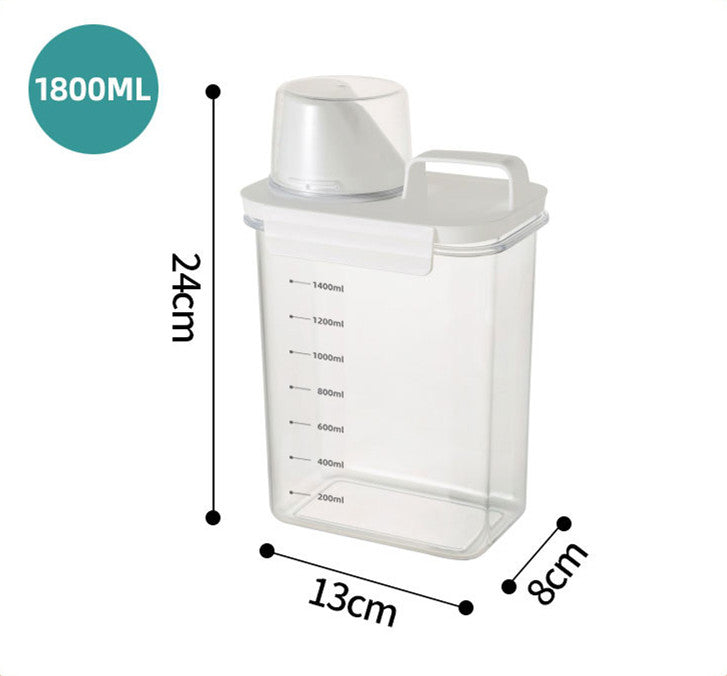 Clear Laundry Detergent Dispenser Box, Refillable Storage Container, Softener Bleach Liquid with Scale for Easy