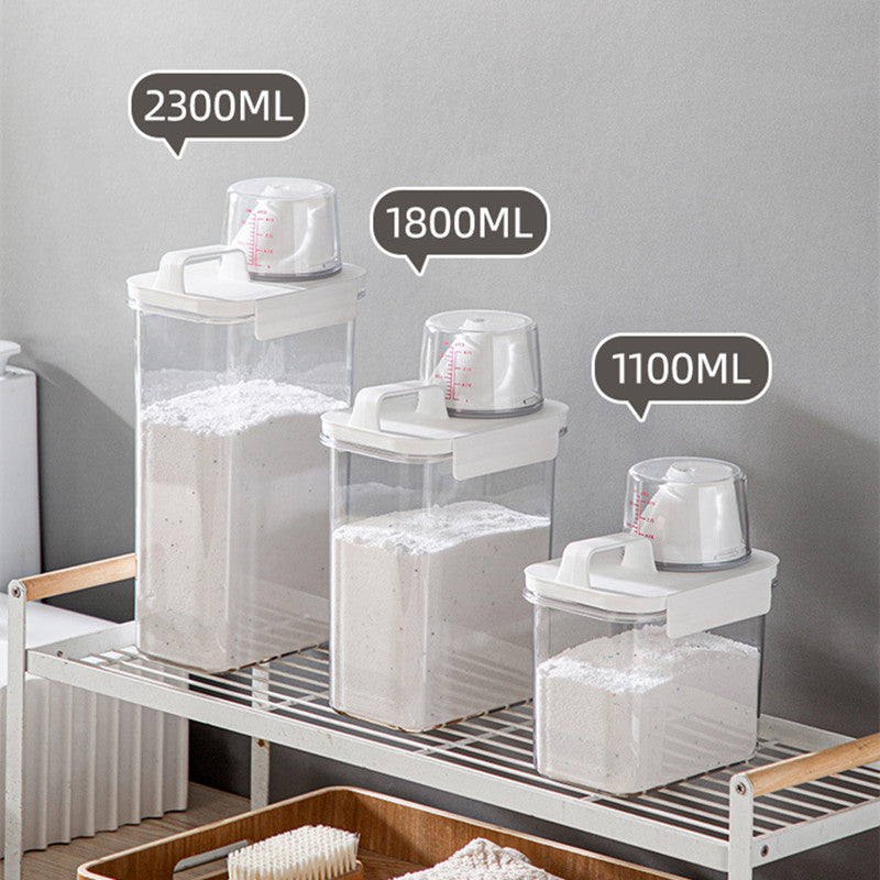 Clear Laundry Detergent Dispenser Box, Refillable Storage Container, Softener Bleach Liquid with Scale for Easy