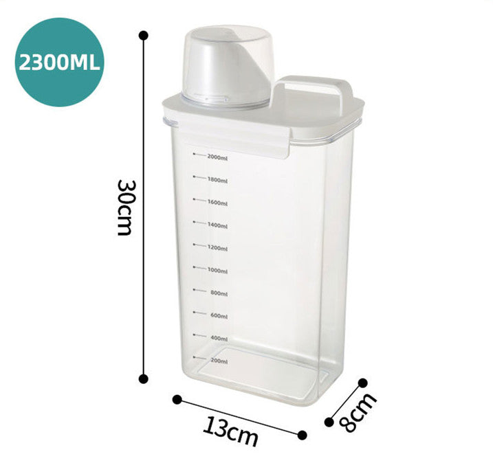 Clear Laundry Detergent Dispenser Box, Refillable Storage Container, Softener Bleach Liquid with Scale for Easy