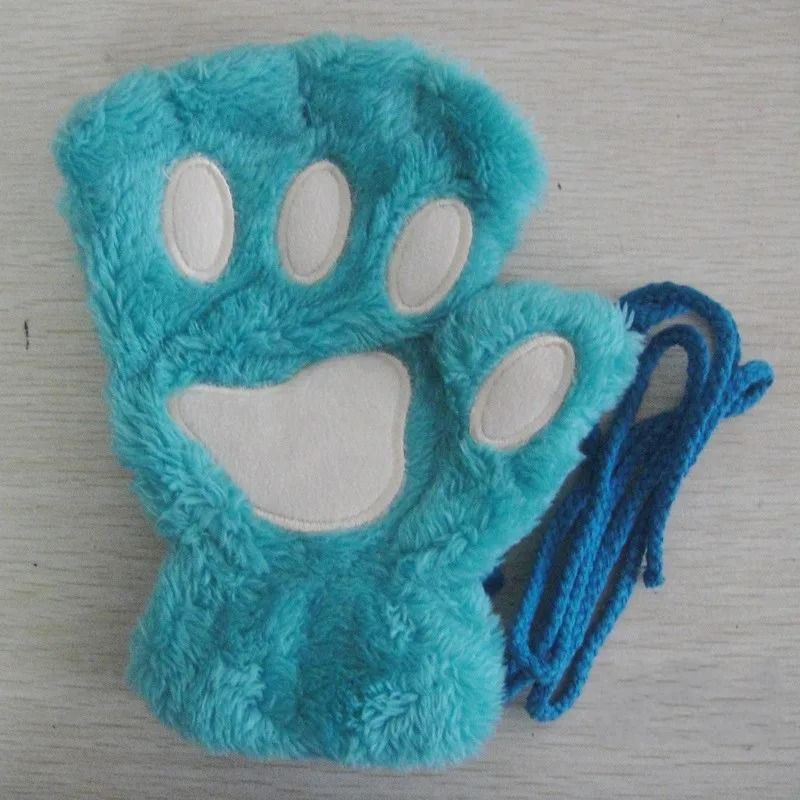 Plush Cat Paw Fingerless Gloves 10