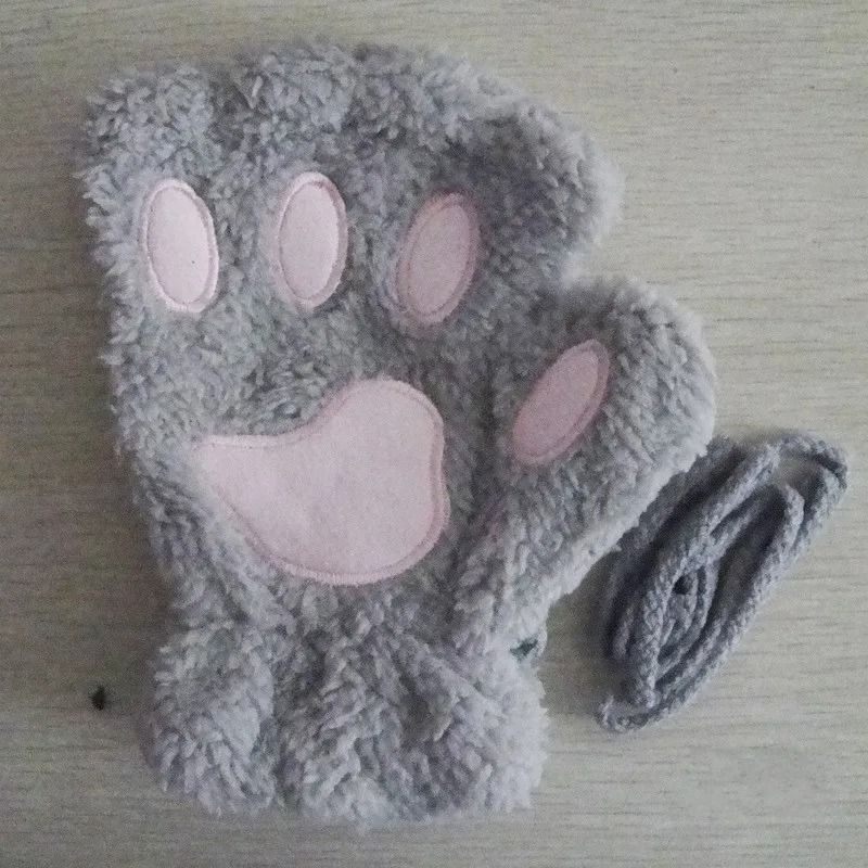 Plush Cat Paw Fingerless Gloves 14