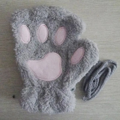 Plush Cat Paw Fingerless Gloves 14