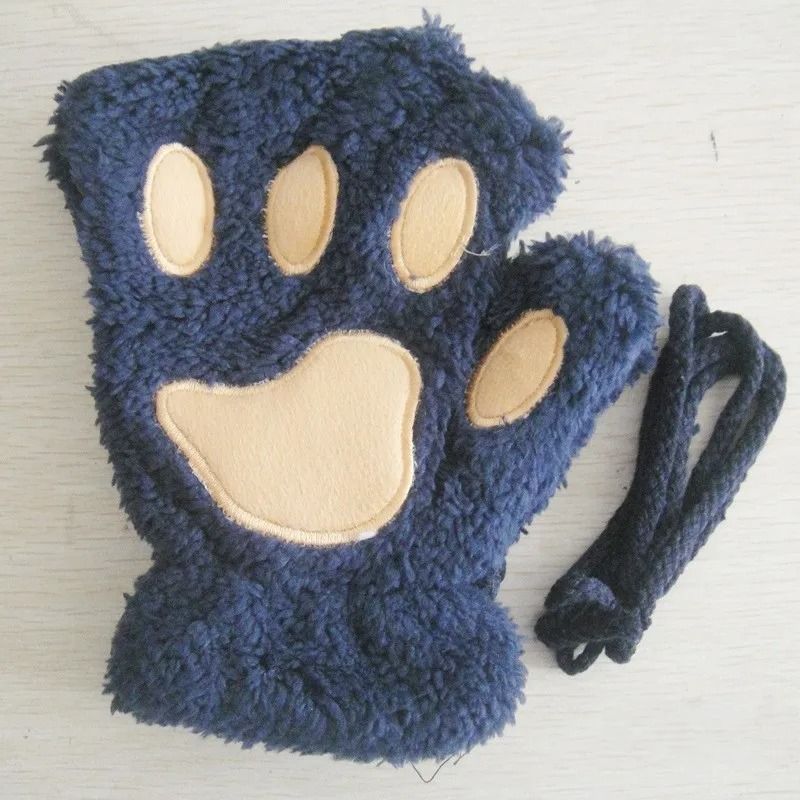 Plush Cat Paw Fingerless Gloves 16