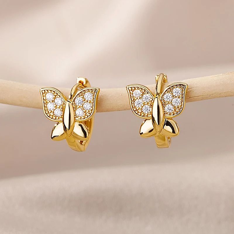 Elegant Butterfly Stainless Steel Earrings for Women and Girls