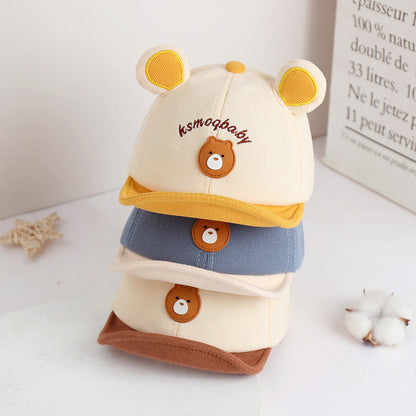Cartoon Bear Baby Baseball Cap with Ears for Boys and Girls