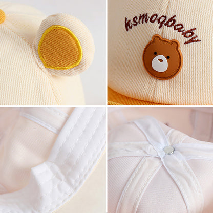 Cartoon Bear Baby Baseball Cap with Ears for Boys and Girls