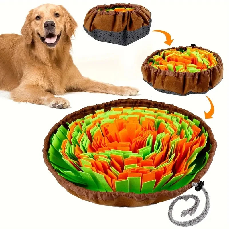 Foldable Dog Nosework Feeding Mat, Washable Felt Pet Sniffing Pad, Toy Dog Training Natural Foraging Snuff Mat