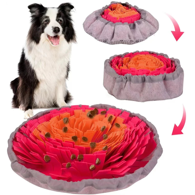 Foldable Dog Nosework Feeding Mat, Washable Felt Pet Sniffing Pad, Toy Dog Training Natural Foraging Snuff Mat