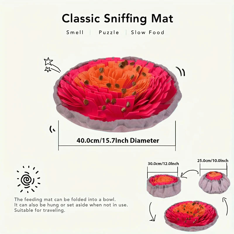 Foldable Dog Nosework Feeding Mat, Washable Felt Pet Sniffing Pad, Toy Dog Training Natural Foraging Snuff Mat